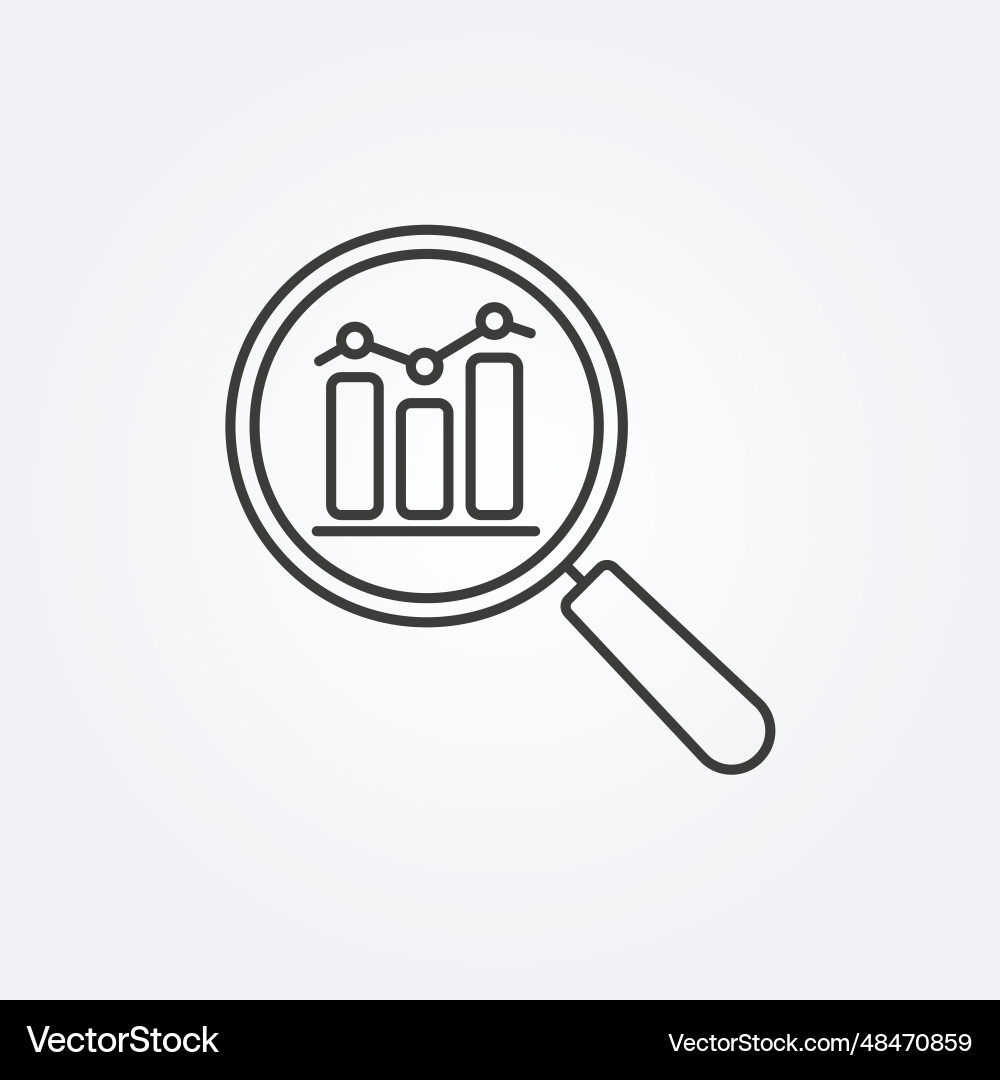 Data analysis line icon with business graph vector image