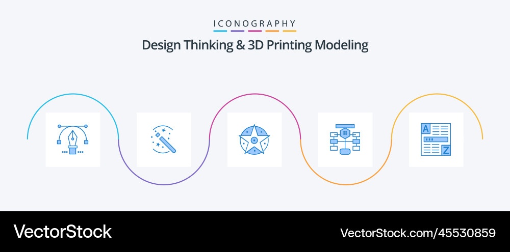 Design thinking and d printing modeling blue 5 vector image