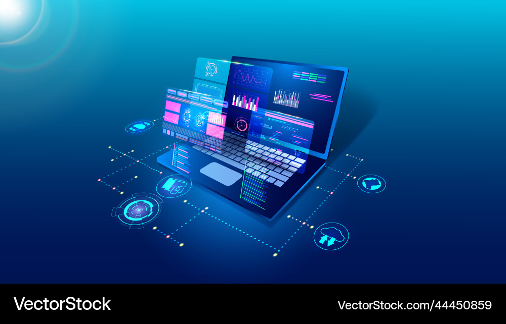 Digital Technology & Software Development vector image