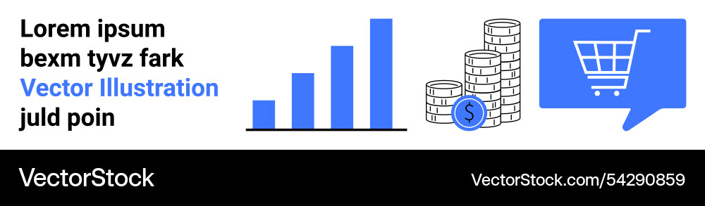 Ecommerce growth with bar graph and coin stack Ecommerce growth with bar graph and coin stack Vector Image