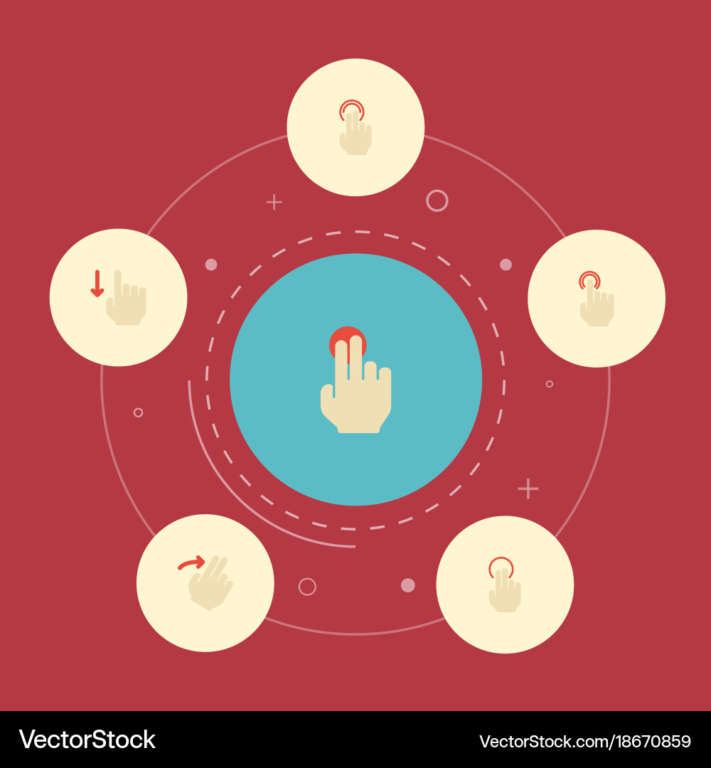 Flat icons double click single tap right Vector Image