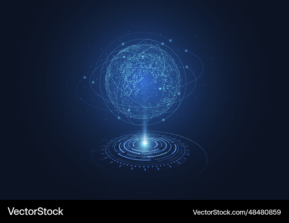 Global network connection world map point Global network connection world map point vector image
