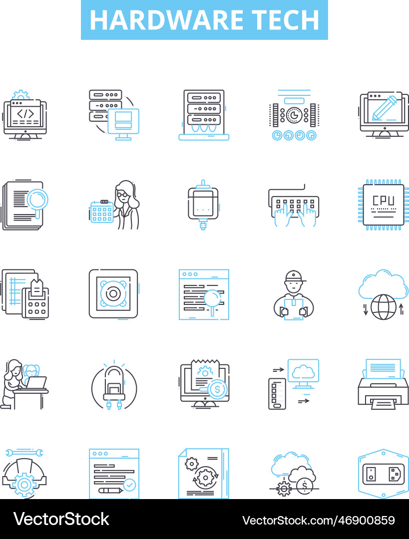 Hardware tech line icons set Hardware tech line icons set Vector Image