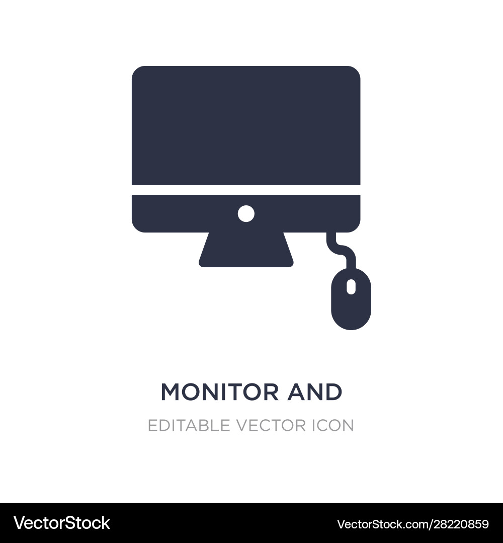 Monitor and computer mouse icon on white vector image