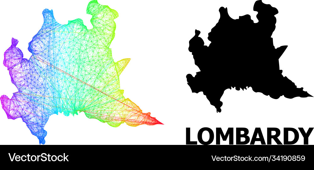 Net map lombardy region with spectrum gradient Net map lombardy region with spectrum gradient Vector Image