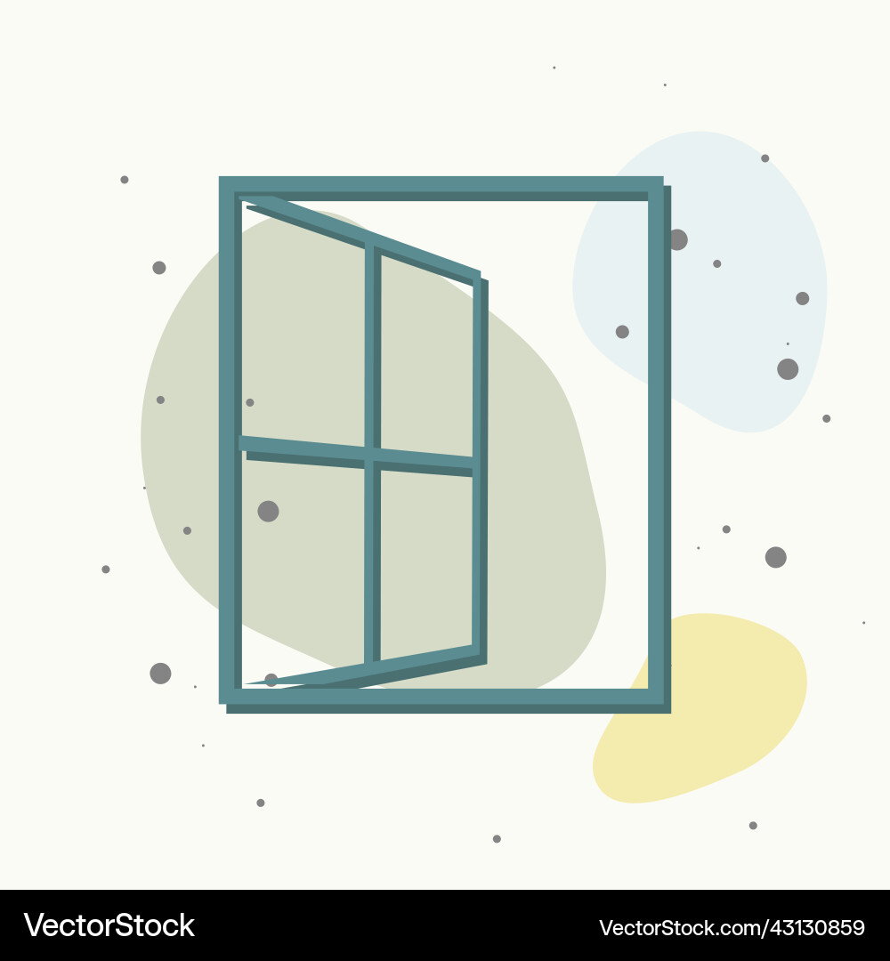 Open window icon wide on multicolored vector image