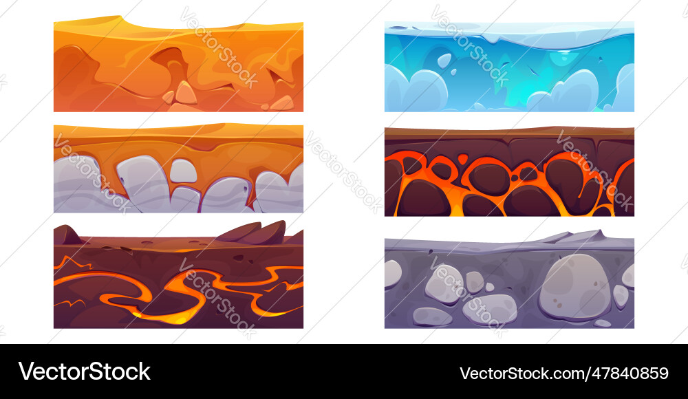 Seamless textures of soil and ground for game Vector Image
