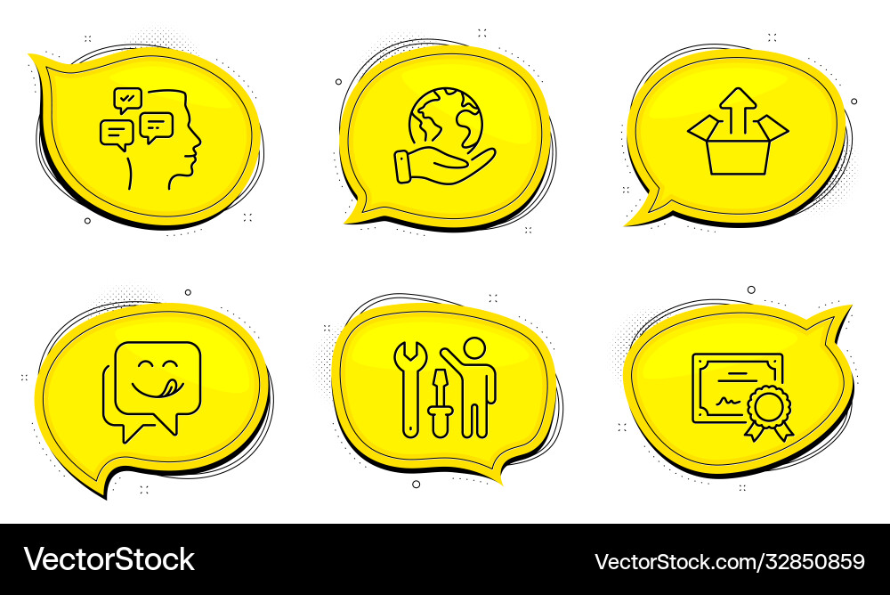 Send box yummy smile and messages icons set Send box yummy smile and messages icons set vector image