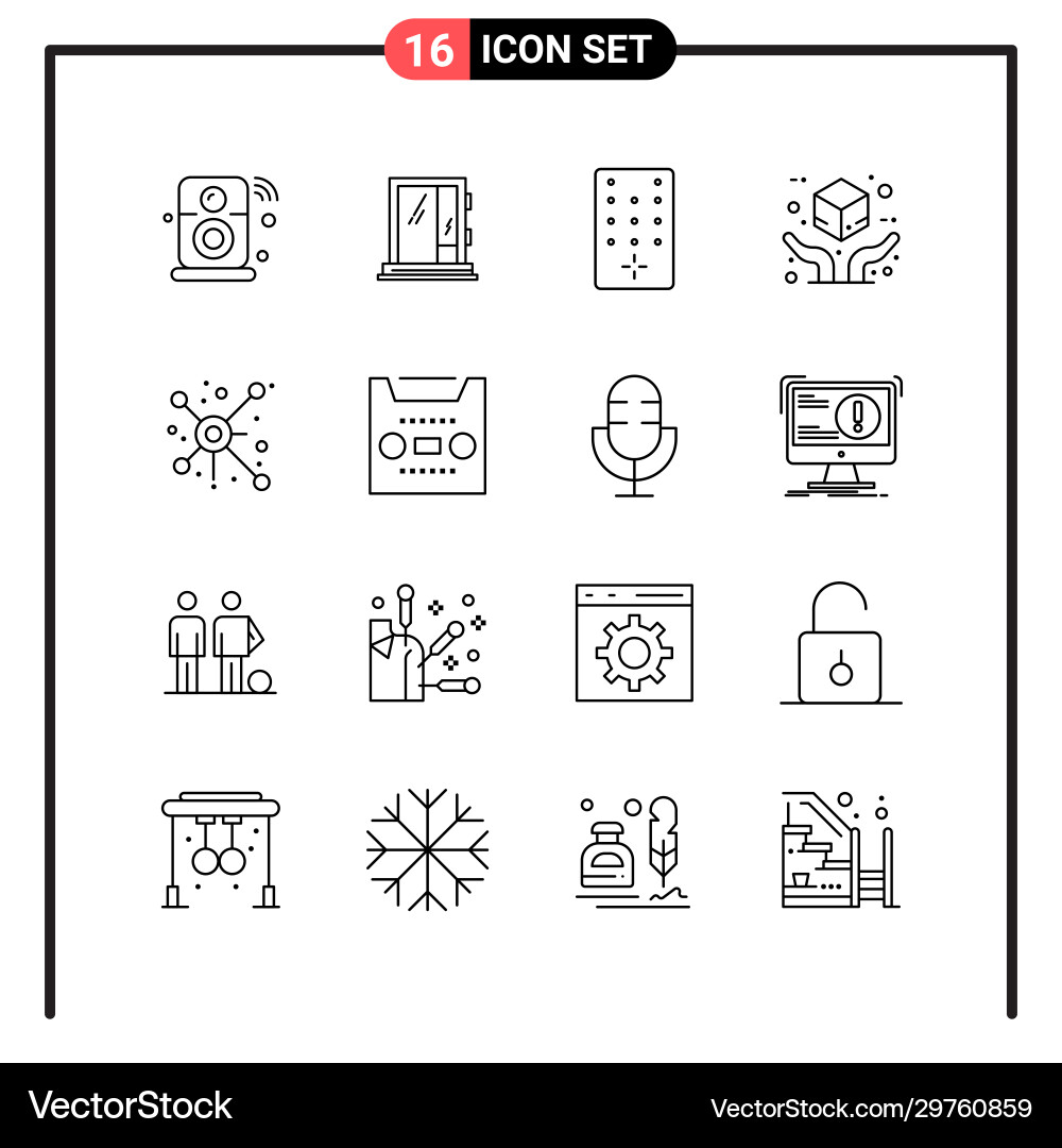 Set 16 line style icons for web and mobile Set 16 line style icons for web and mobile Vector Image