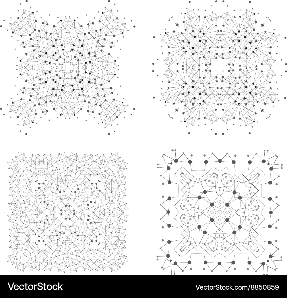 Set of shape molecular structure with lines vector image
