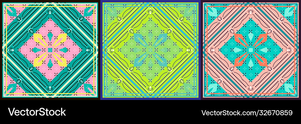 Set seamless pattern based on square ornament Set seamless pattern based on square ornament Vector Image