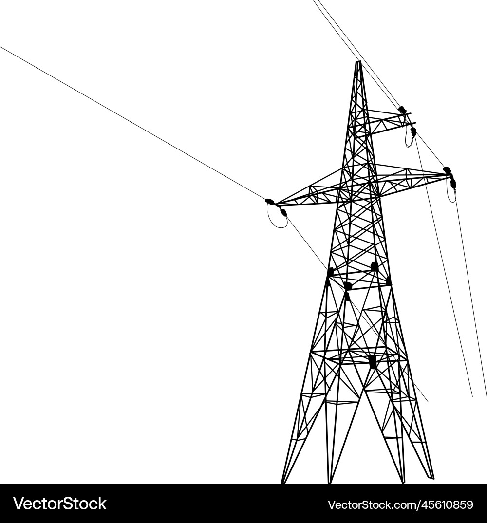 Silhouette von Hochspannungsleitungen auf einem weißen Silhouette von Hochspannungsleitungen auf einem weißen vektorbild
