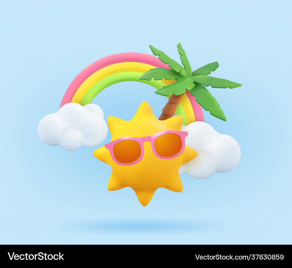 Sommerurlaub realistisches Design Template 3d Sommerurlaub realistisches Design Template 3d vektorbild