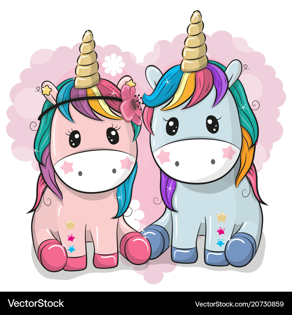 Two Adorable Unicorns on Heart Background – Royalty-Free Vector |  VectorStock, image size:1000x1080