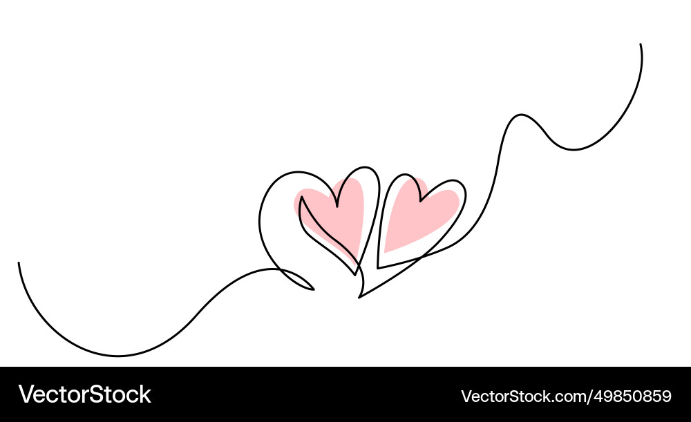 Two hearts in simple one line style and color Two hearts in simple one line style and color vector image