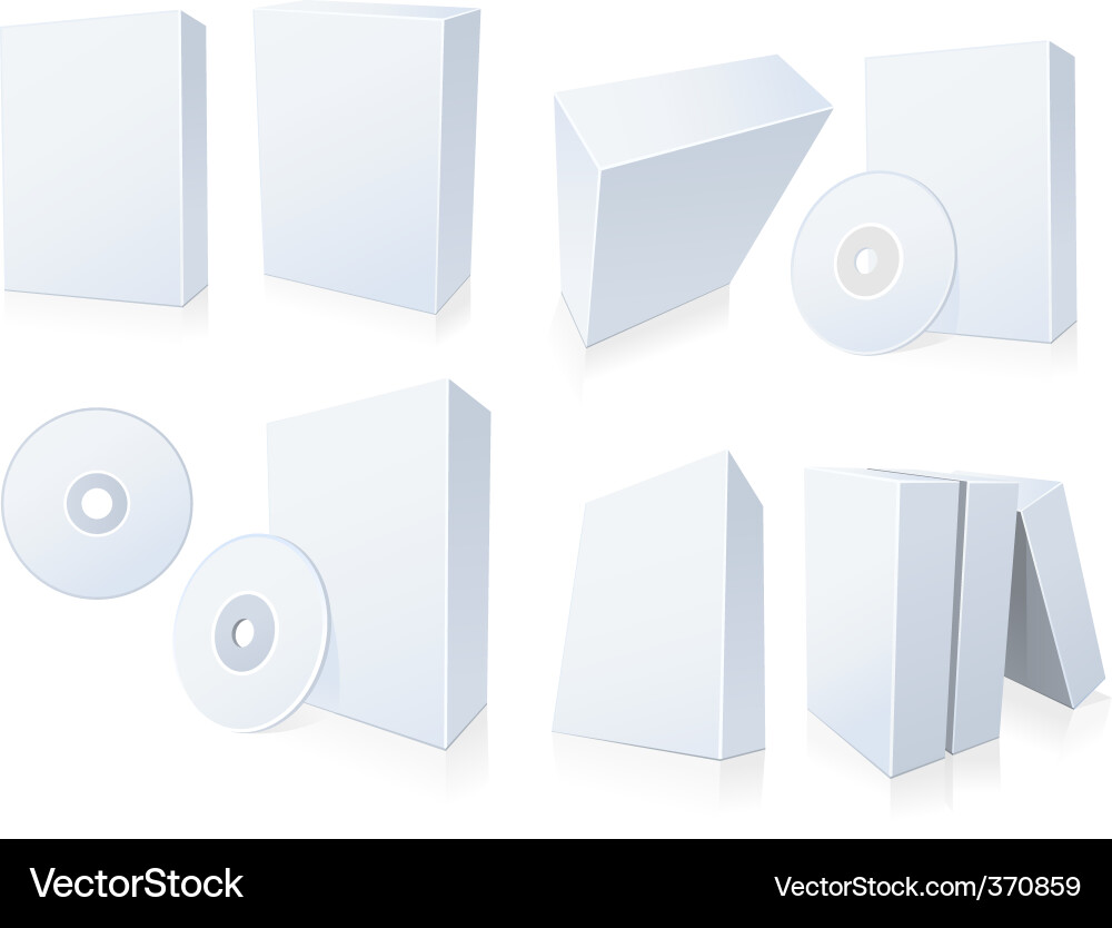 White Empty Boxes with CD Discs vector image