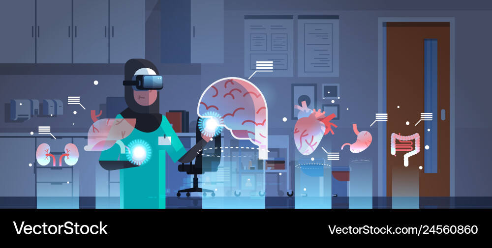 Araber Doctor mit VR Headset vektorbild