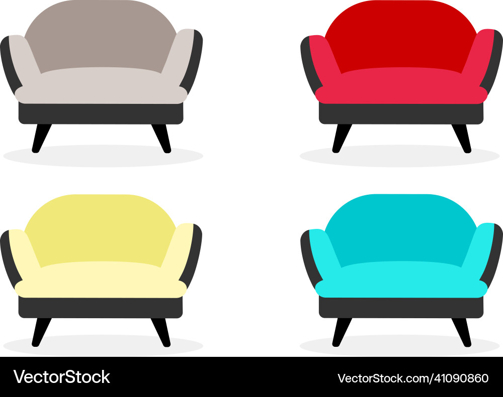 Armchairs flat color objects set Armchairs flat color objects set vector image