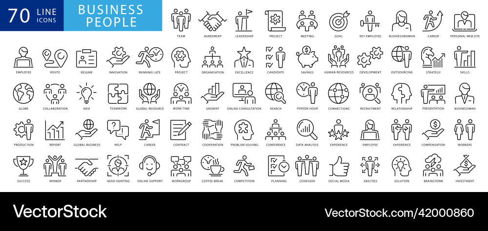 Business people line icons set businessman Business people line icons set businessman vector image
