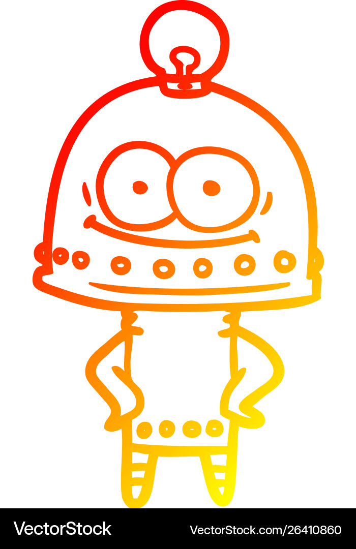Cheerful Robot mit Lightbulb Vektorbild