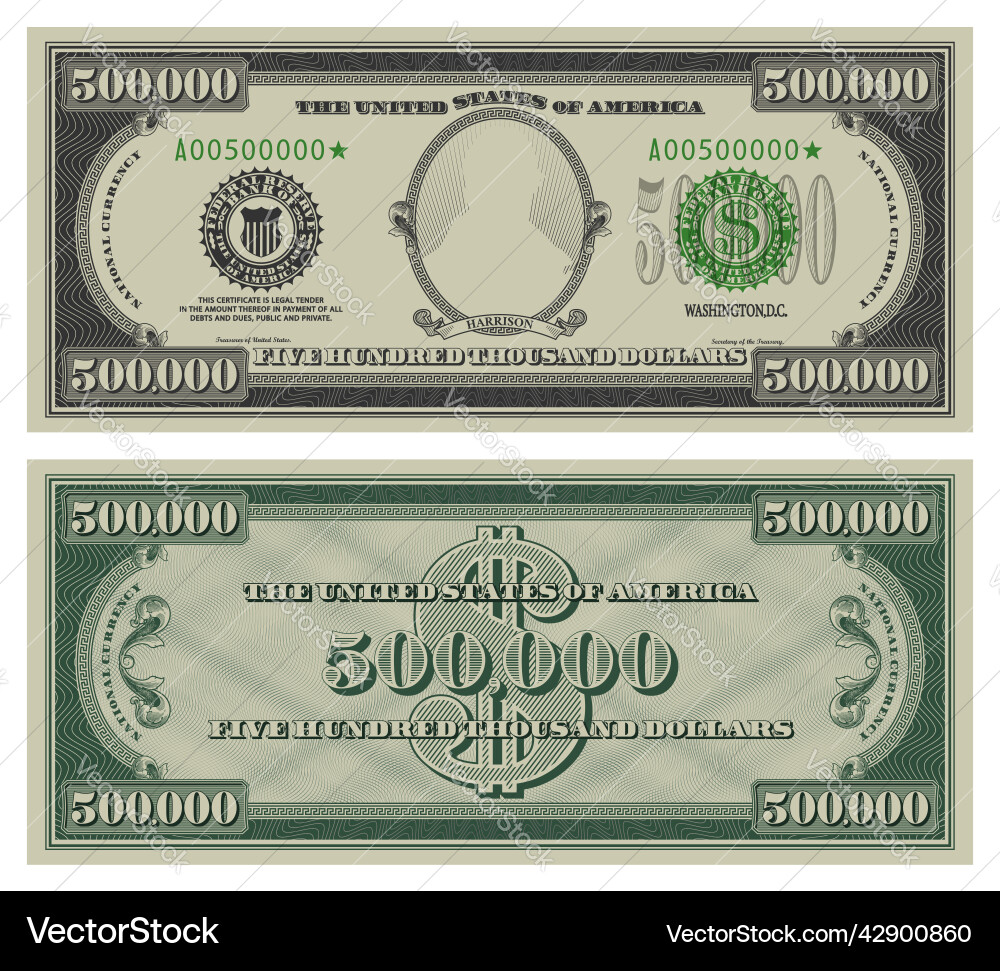 Five Hundred Thousand Dollars Banknote Gray Vector Image five-hundred-thousand-dollars-banknote-gray-vector-image