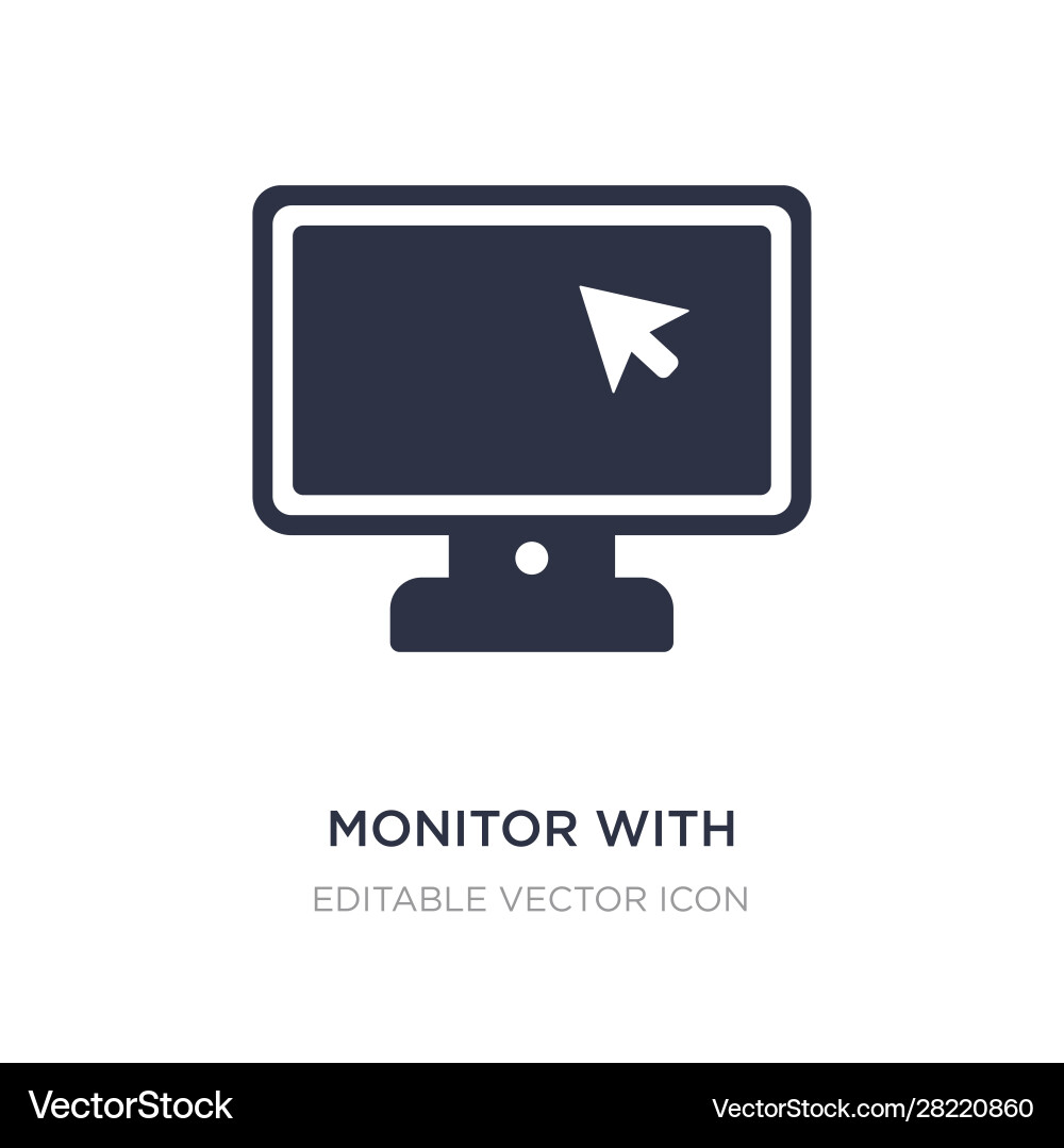 Monitor with mouse cursor icon on white vector image
