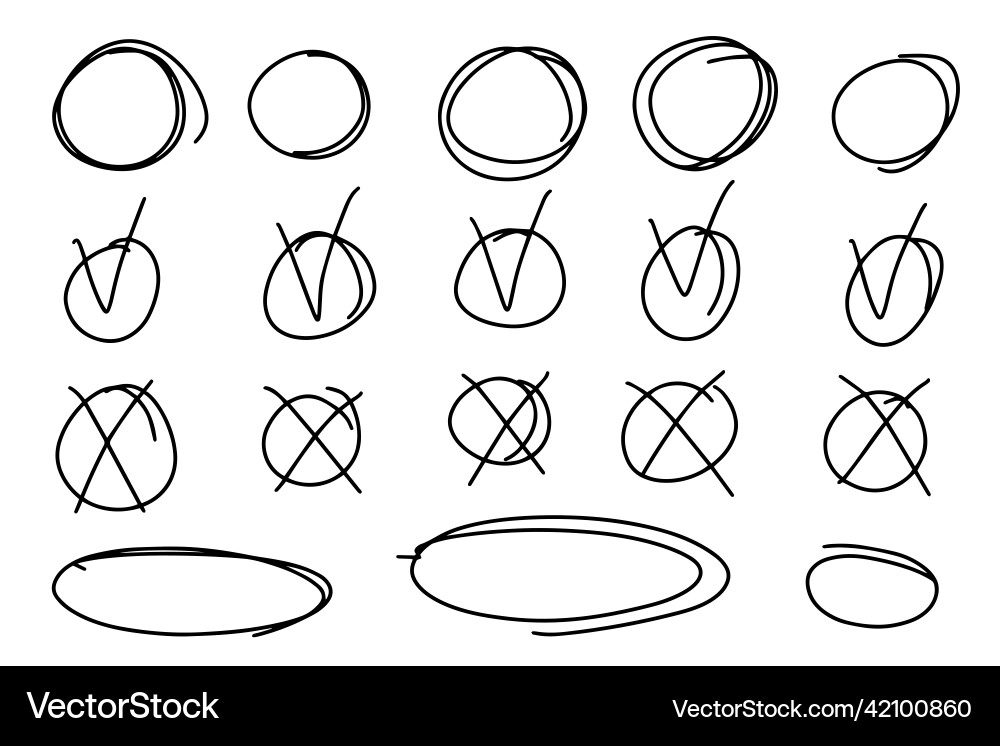Outline yes no tick and cross marker frame round Outline yes no tick and cross marker frame round Vector Image
