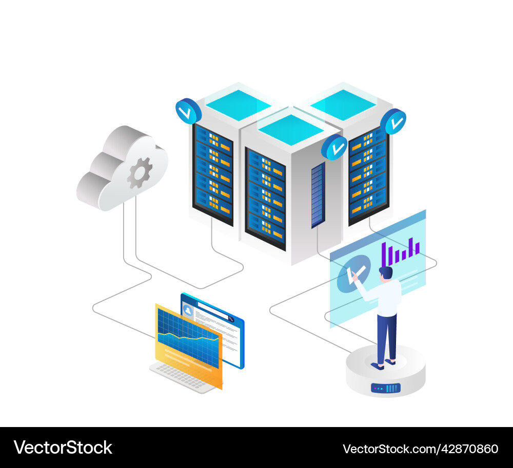 Platform controlling and maintaining cloud server Platform controlling and maintaining cloud server vector image