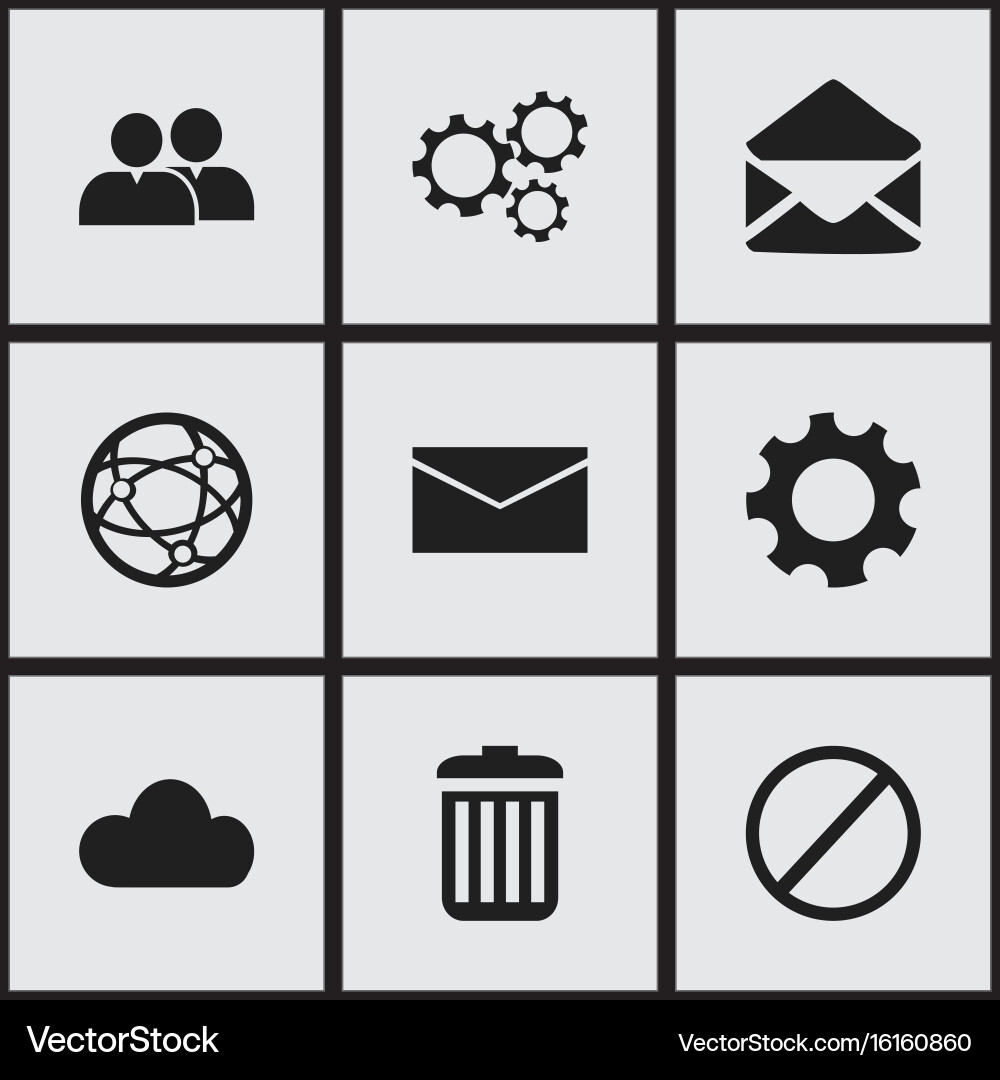 Set of 9 editable network icons includes symbols vector image