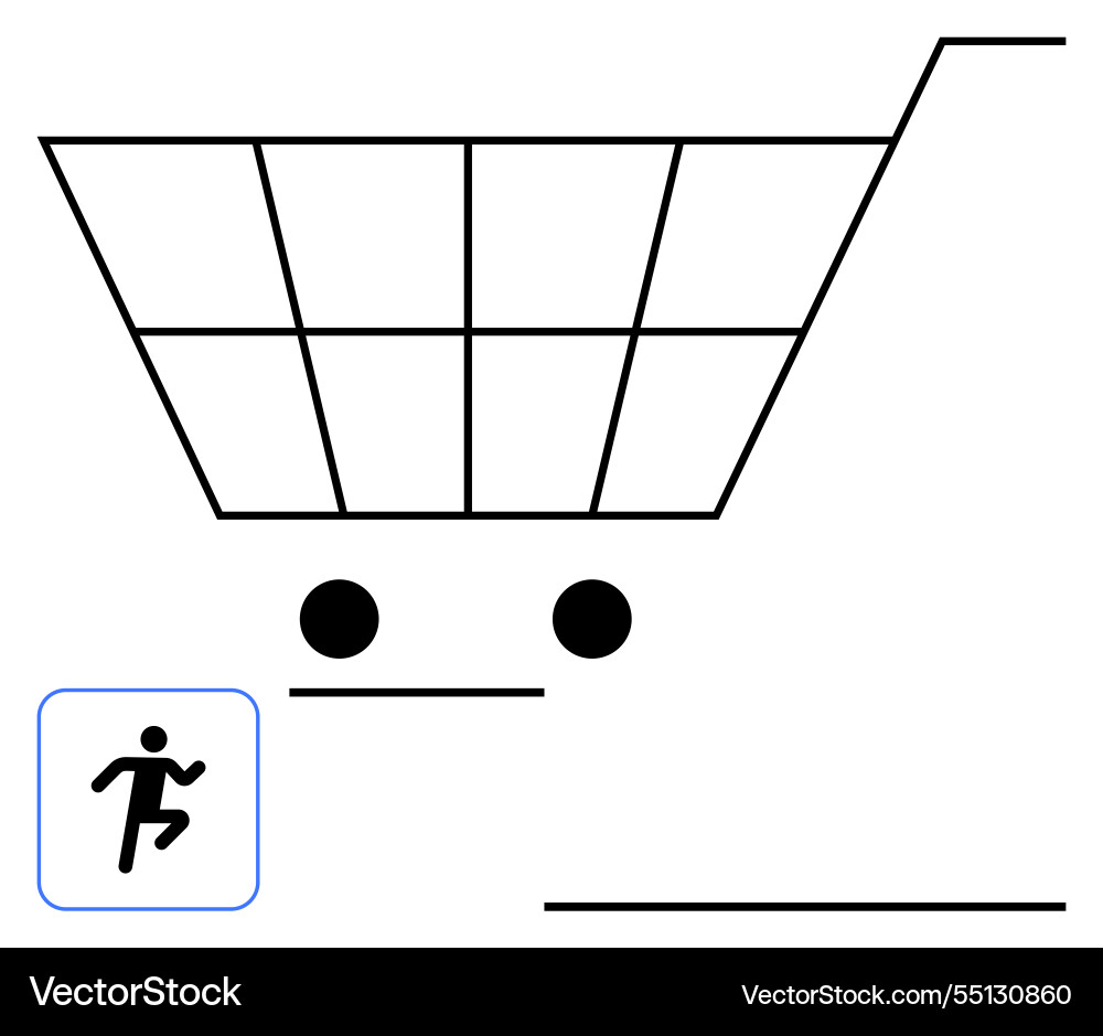 Shopping cart with minimalist design and running Shopping cart with minimalist design and running vector image