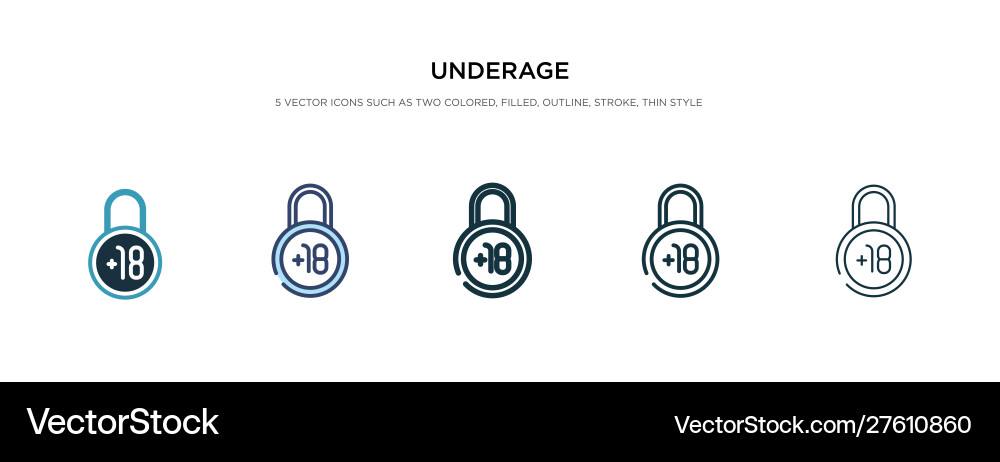 Underage icon in different style two colored Underage icon in different style two colored vector image