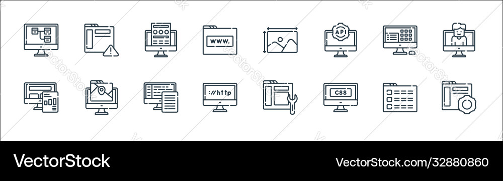 Web development line icons linear set quality Web development line icons linear set quality vector image