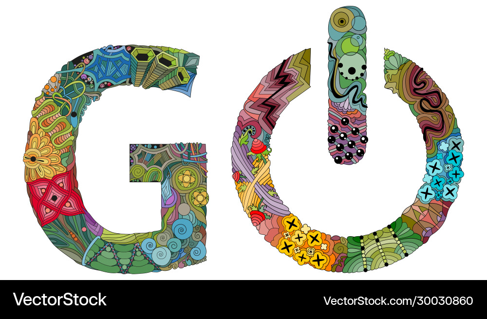 Word go with power button entangle object Word go with power button entangle object vector image