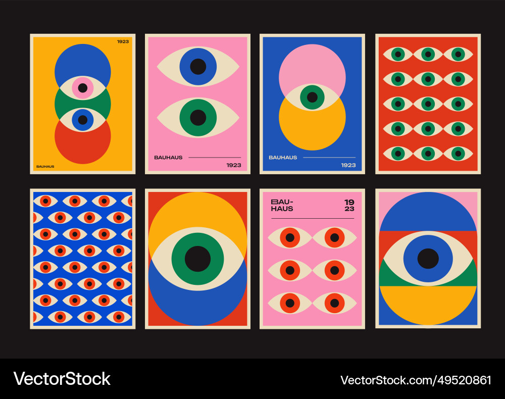 Abstract bauhaus eye posters set design cool Abstract bauhaus eye posters set design cool vector image