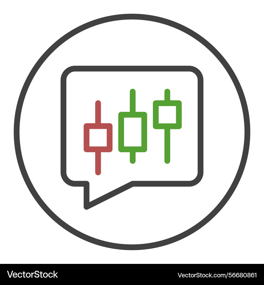 Candlestick chart in speech bubble round icon Candlestick chart in speech bubble round icon vector image