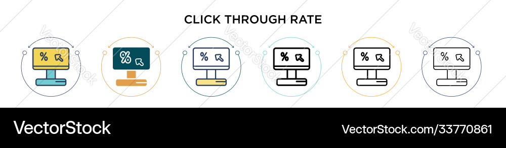 Click through rate icon in filled thin line vector image