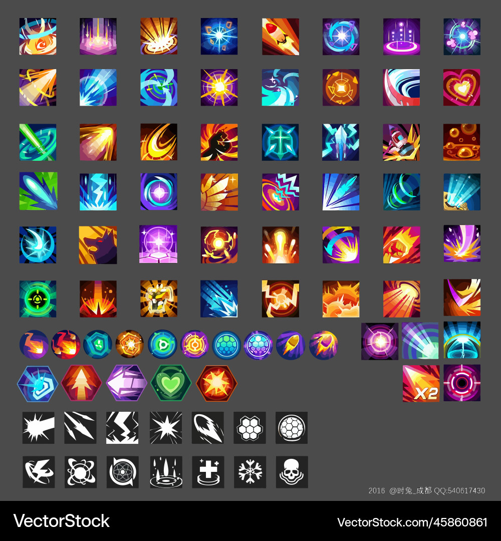 Complete set of level button game ui pop-up icon vector image