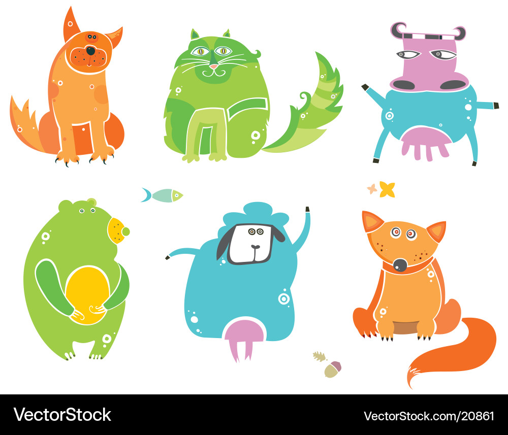 Cute animals set Royalty Free Vector Image - VectorStock