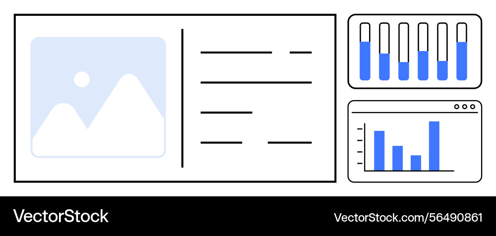 Data visualization with charts and layout for web Data visualization with charts and layout for web vector image