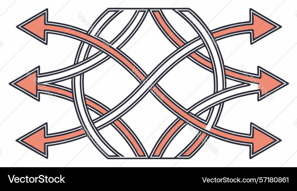 Dynamic intertwined arrows abstract directional vector image