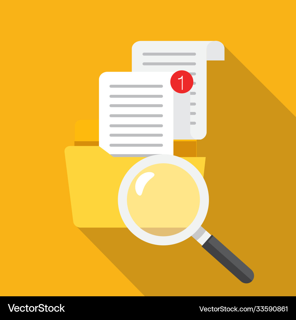 File folder directory and magnifying glass tick vector image