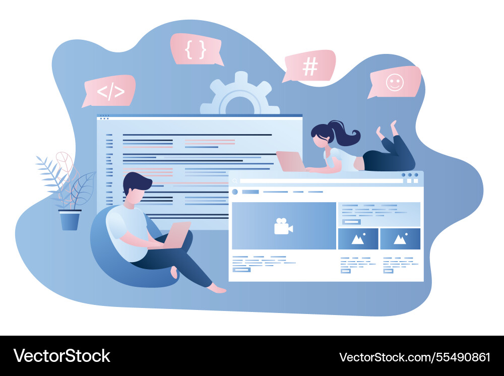 Front-end and back-end developmentcoder Front-end and back-end developmentcoder vector image