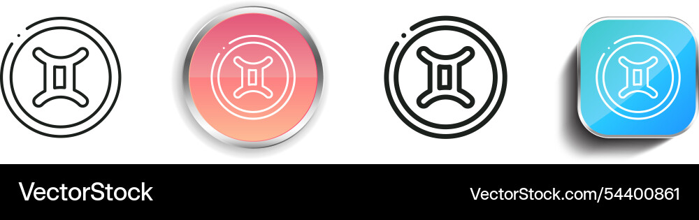 Gemini icon thin linear regular and button style vector image