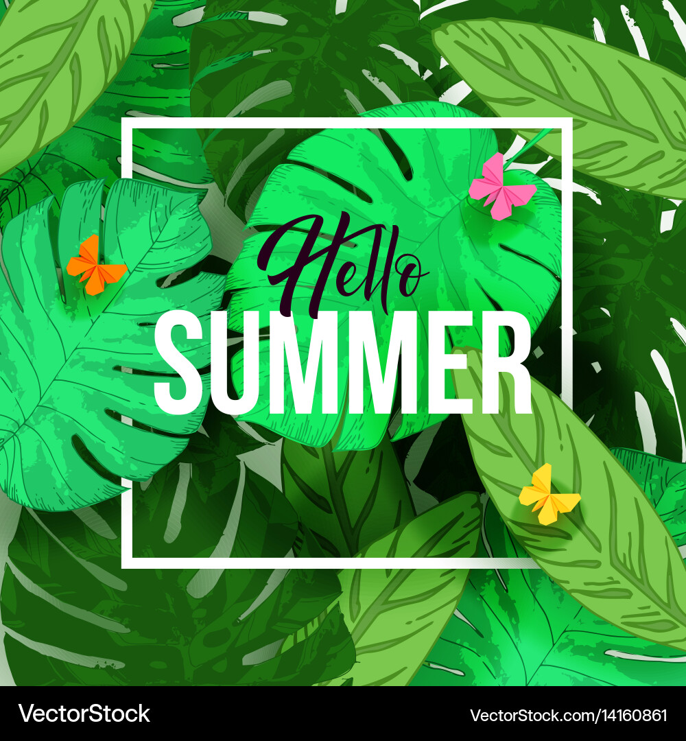 Hello summer typographical background Vector Image