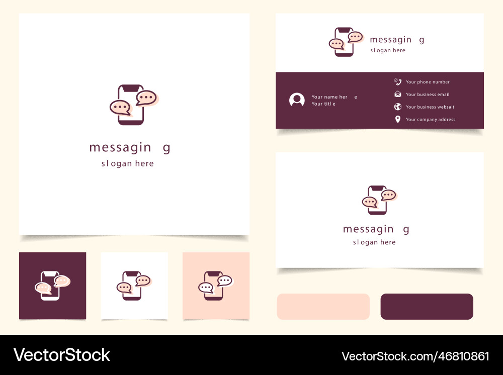 Messaging logo design with editable slogan Vector Image