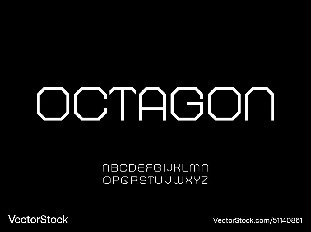 Modern geometric octagon alphabet display font Vector Image