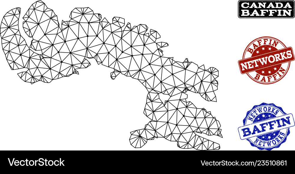 Polygonal network mesh map of baffin island Vector Image