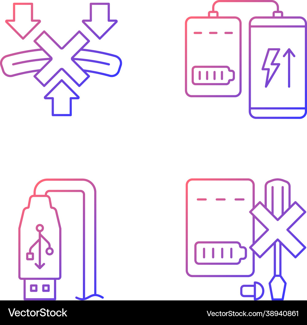 Powerbank proper use gradient linear manual label Powerbank proper use gradient linear manual label vector image
