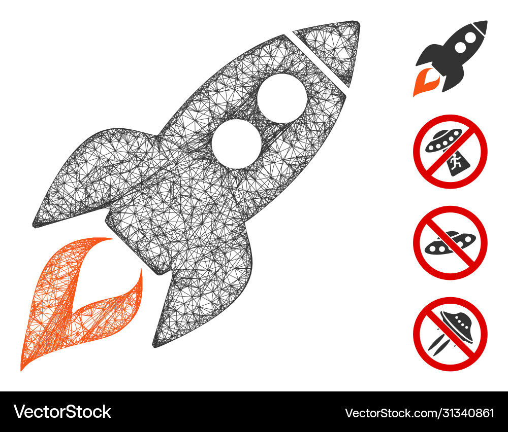 Space rocket launch web mesh Space rocket launch web mesh vector image