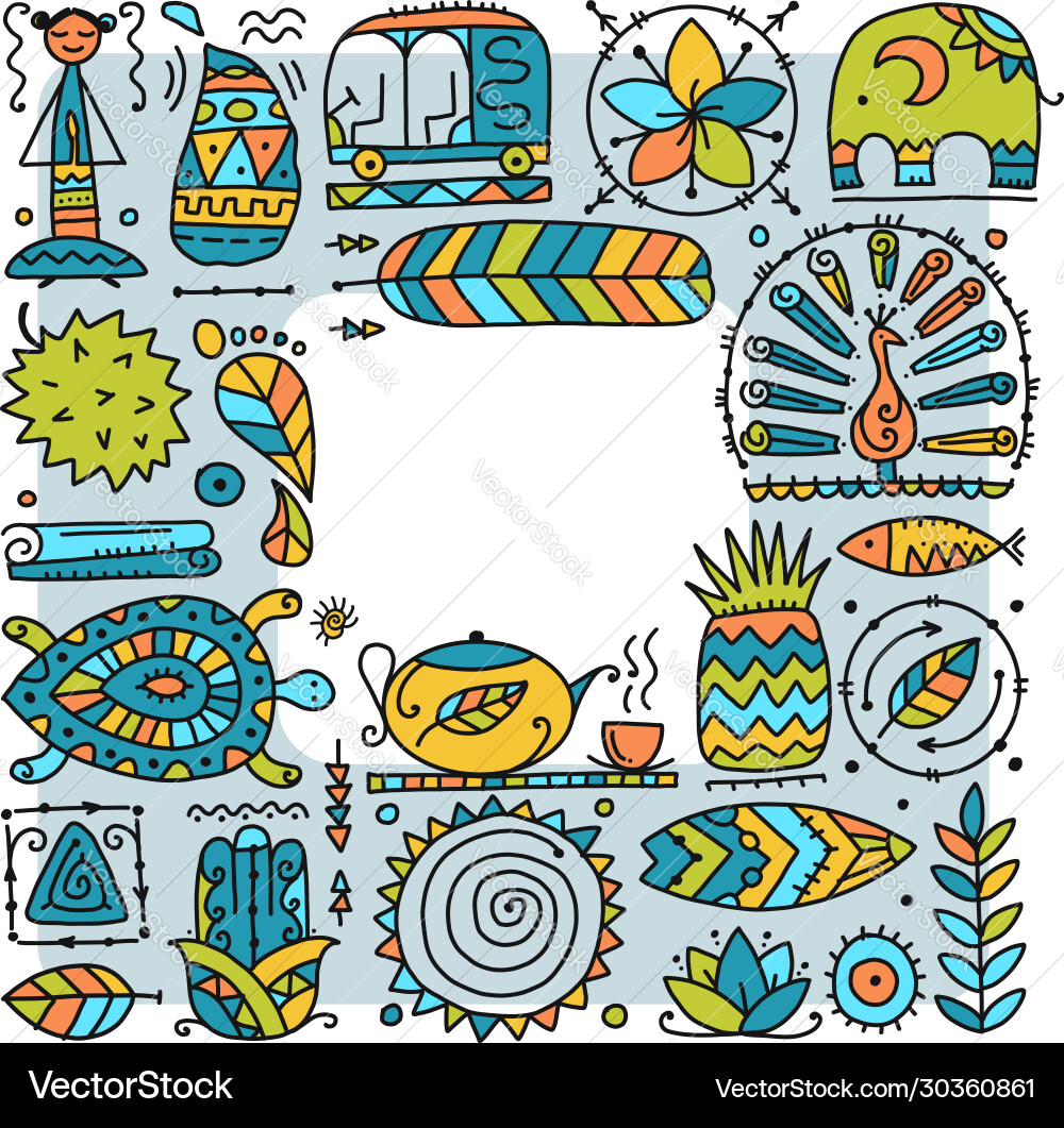 Sri lanka Reise Kunst Hintergrund tribale Elemente Sri lanka Reise Kunst Hintergrund tribale Elemente vektorbild